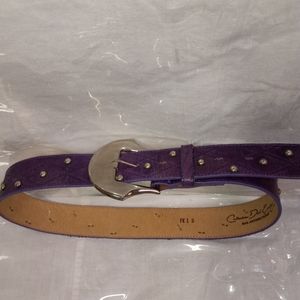 Catherine Dial Easley Belt Leather, Purple Silver Studs Diamond Etchings Sm/28